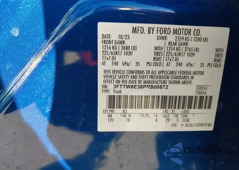 2023 Ford Maverick Xlt z USA, uszkodzony, nr VIN 3FTTW8E38PRB00872